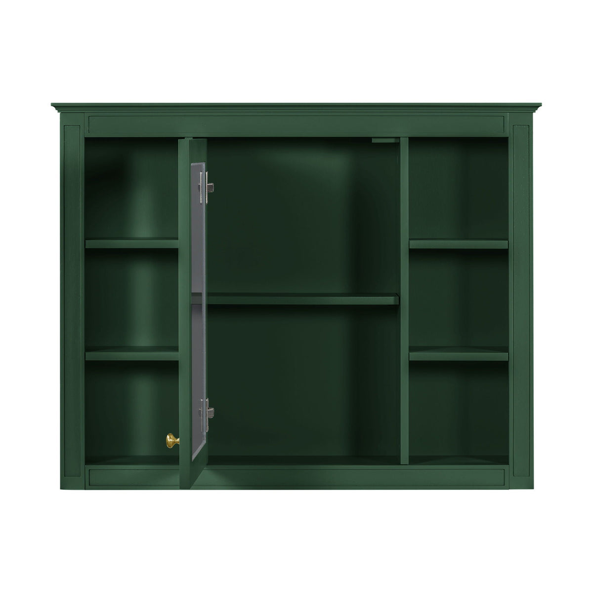 Wall Mounted Medicine Cabinet With Mirror, Storage Cabinet Featuring 6 Open Shelves And Adjustable Interior