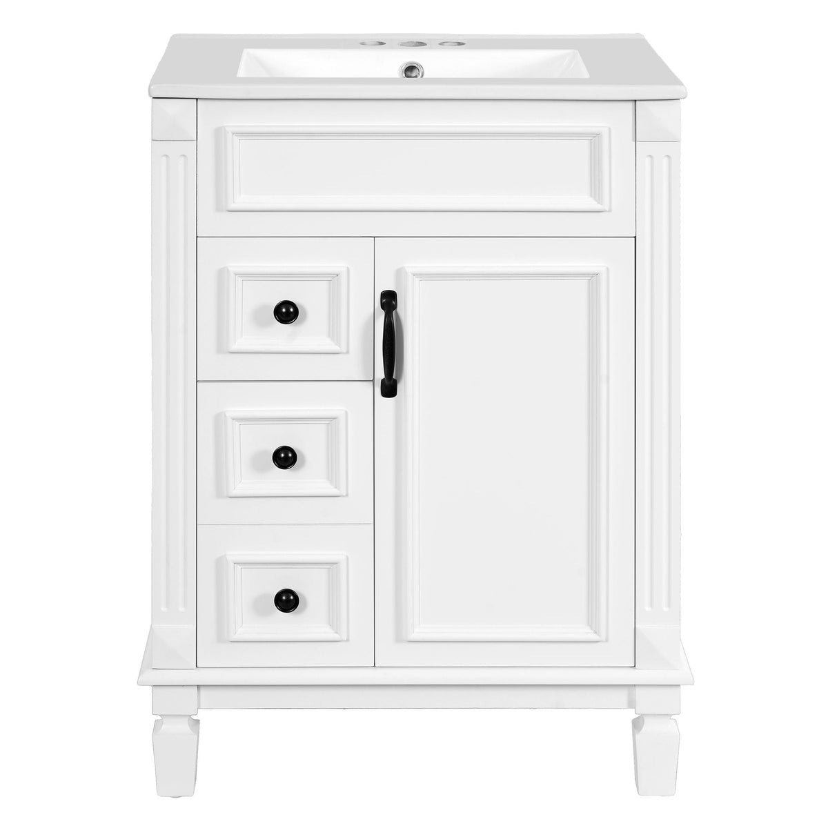 Bathroom Vanity With Sink, Compact Cabinet & 2 Drawers And Adjustable Shelf