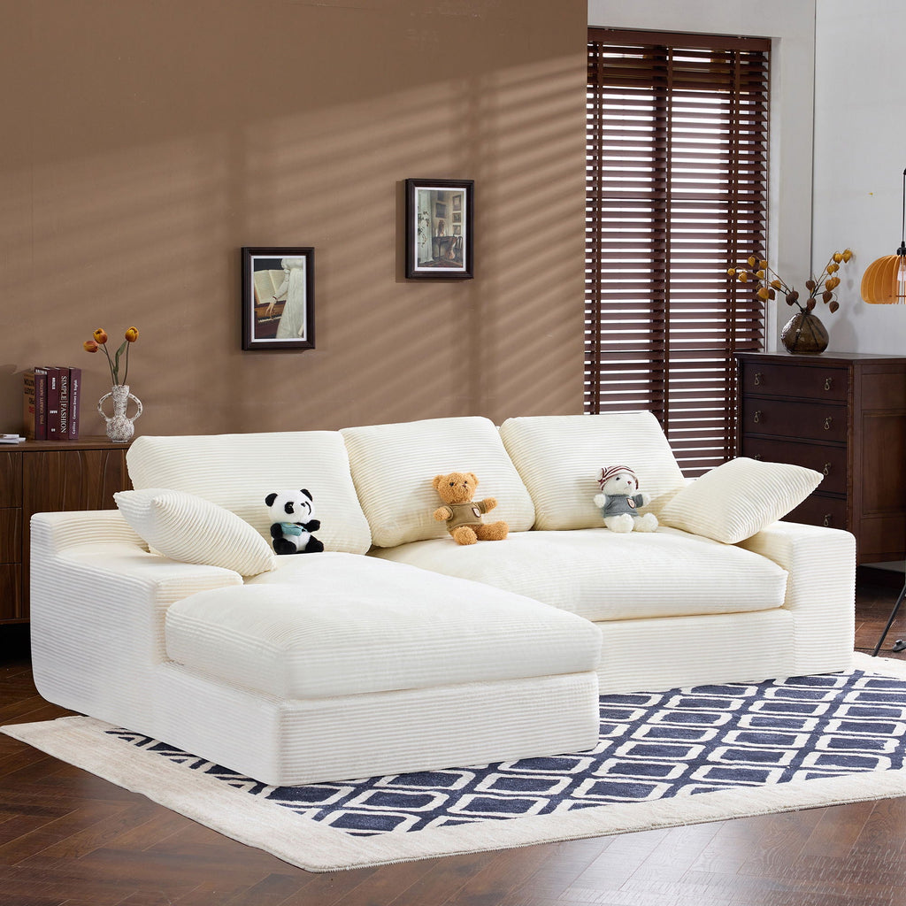 Compressed Sofa With 3 Back Cushions, 2 Throw Pillows