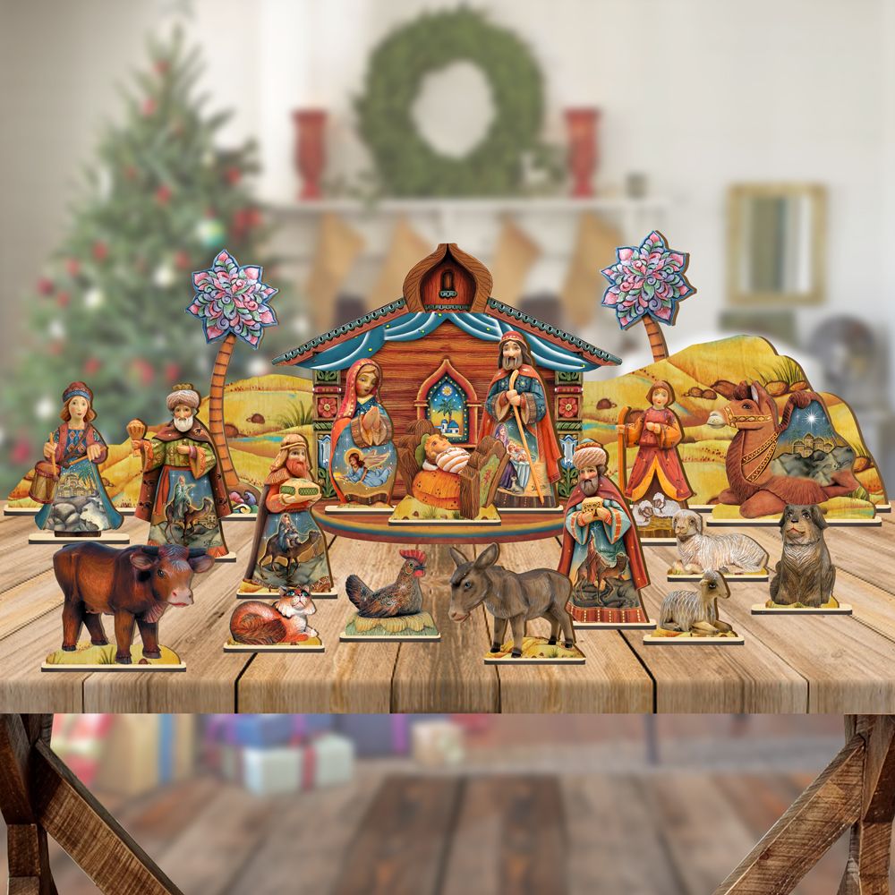 Nativity Village Decorative Set of 21 by G. DeBrekht - Nativity Holiday Decor - 852720-S21