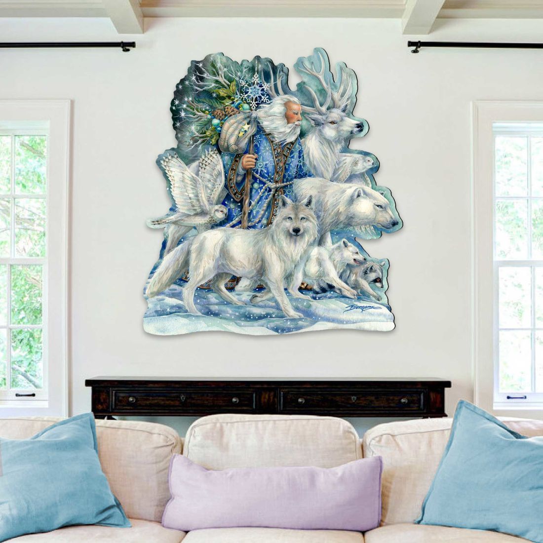 Cool Winds Father Winter Animals Wall Art by J. Bergsma - Wildlife Holiday Decor - 8591862W-JB