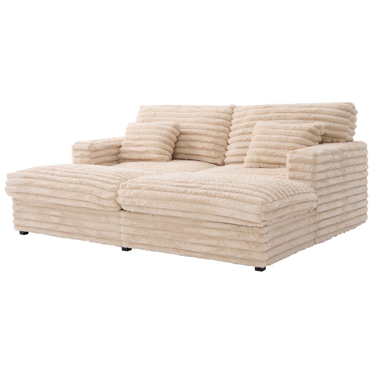 Oversized Double Chaise Lounge Sofa Bed With USB Ports And Cup Holders