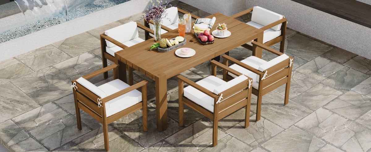 TREXM 7-Piece Patio Dining Table Set for 6