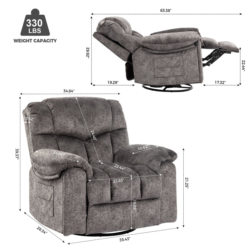 Swivel And Rocking Recliner Chair With Massage And Heating