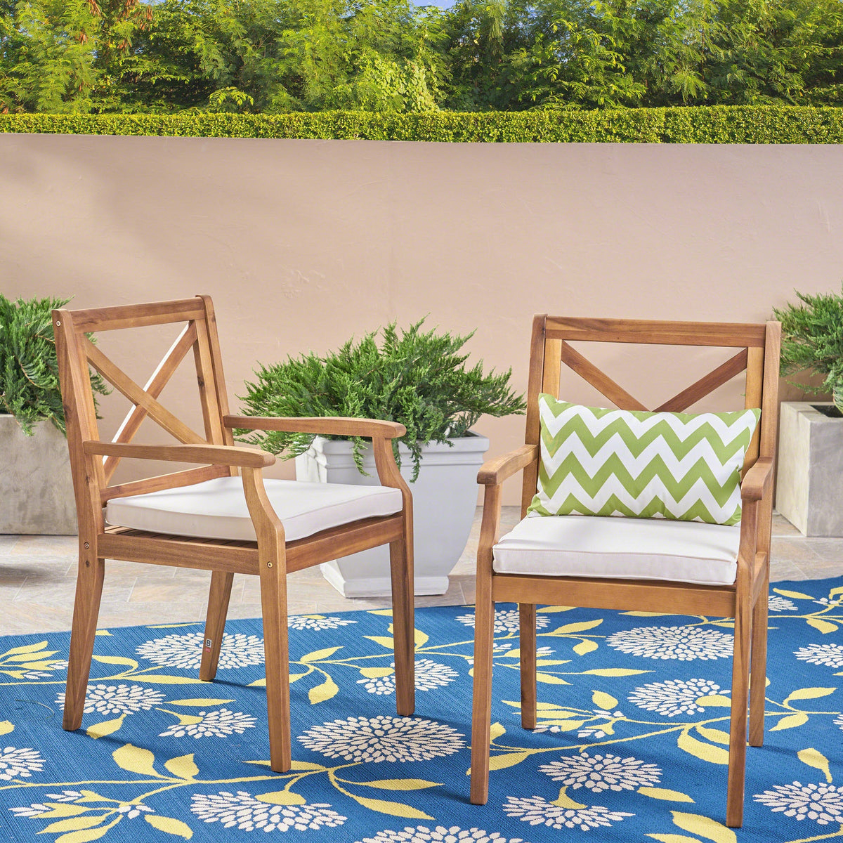 Perla Dining Chair 2-Piece Set with Cream Cushions