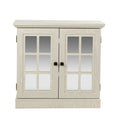 Sideboard Cabinet With Mirrored Doors, Adjustable Shelf, Metal Handles