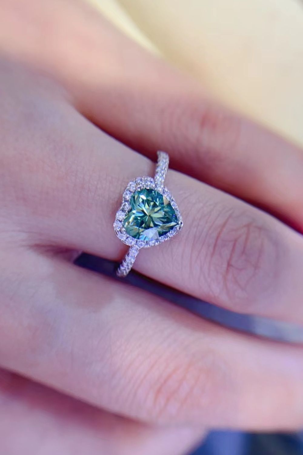 1-Carat Green Sparkala™ Heart Ring (Platinum Over Pure Sterling Silver)