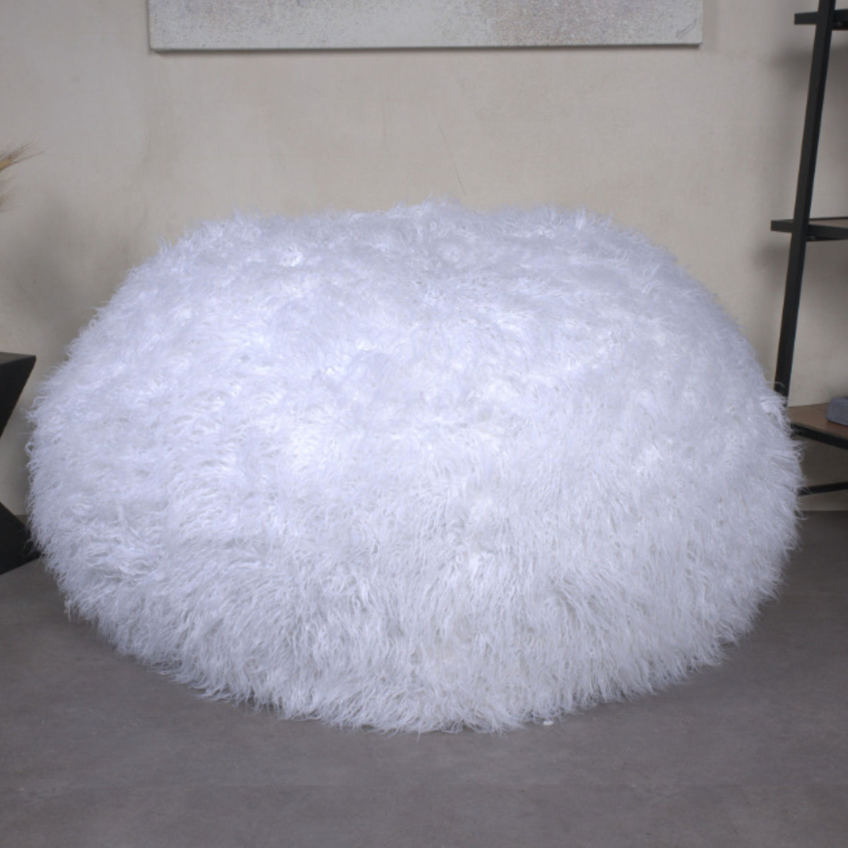 Mahin - Rounded 5 Foot Bean Bag Cozy Modern Design - White