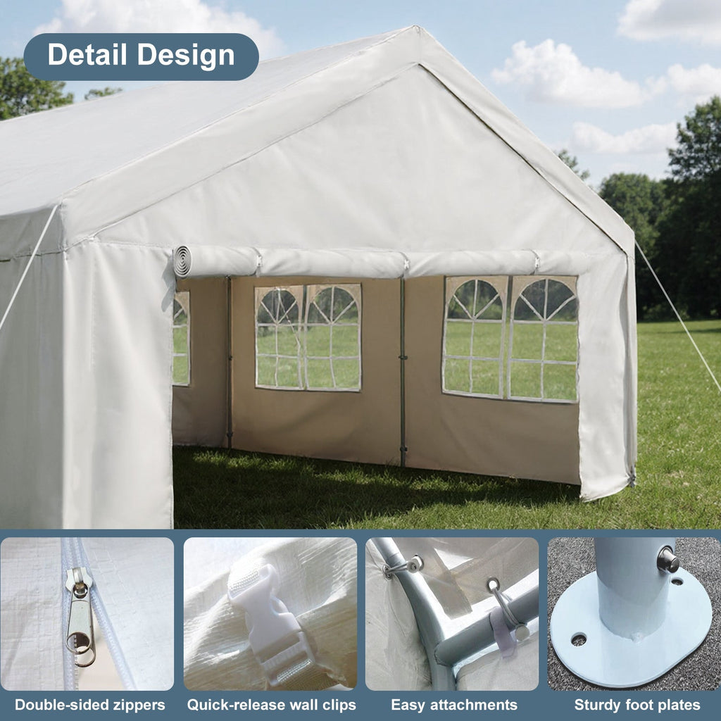 13'x26' Carport Canopy with Removable Sidewalls