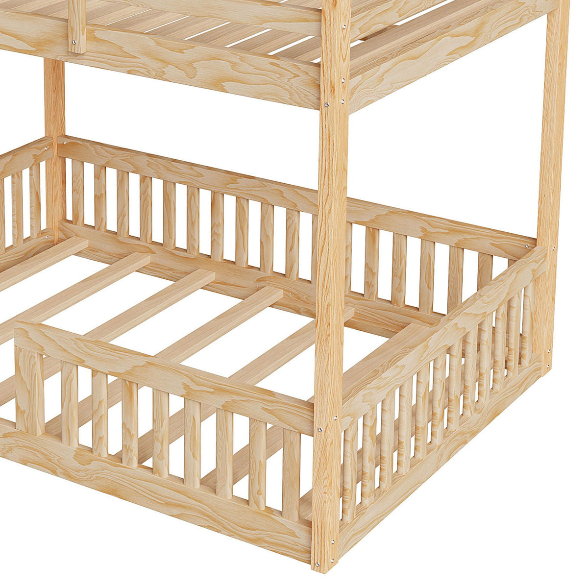 Stylish Bunk Bed With Ladder And Guardrails