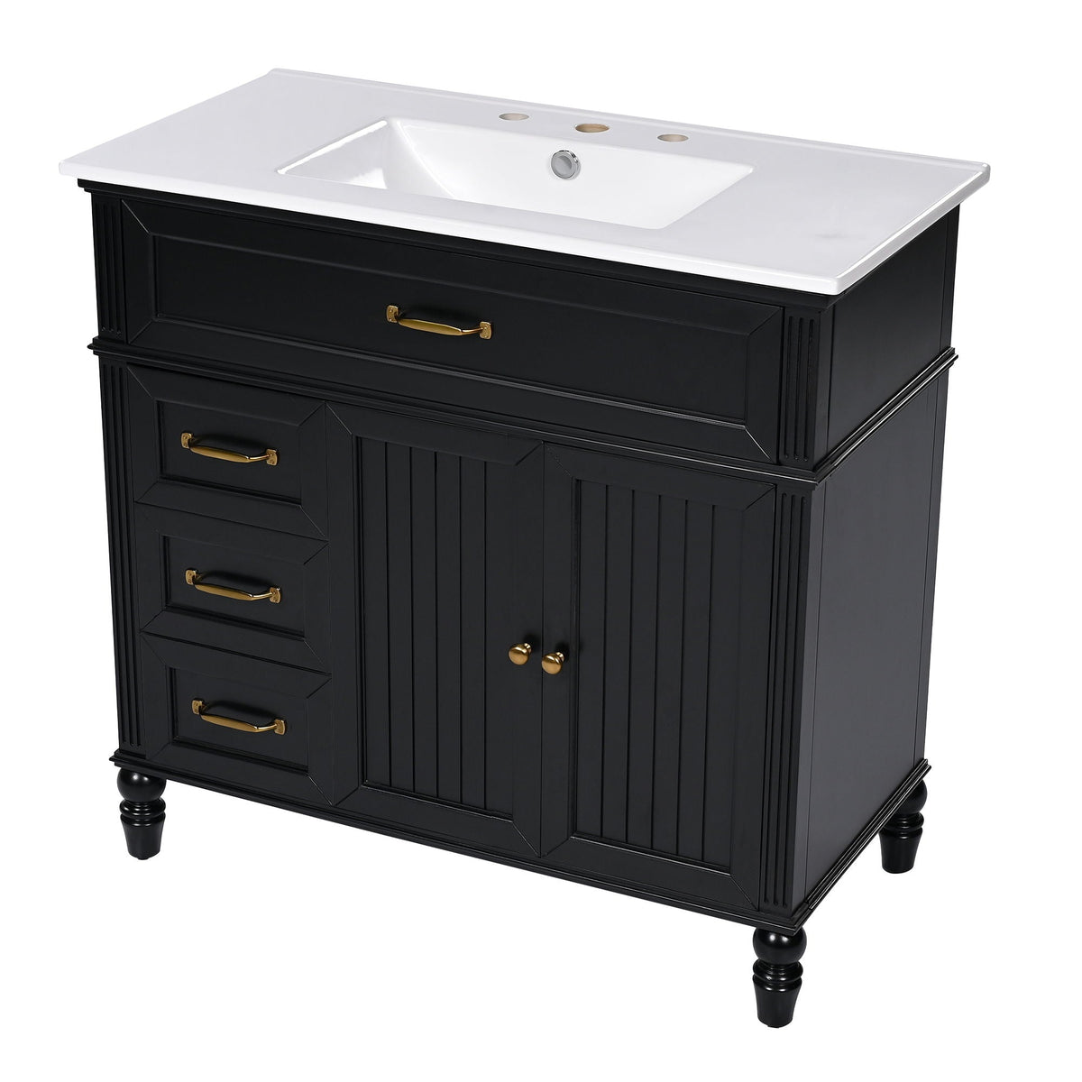 Bathroom Vanity With Sink, Freestanding Cabinet & Drawers