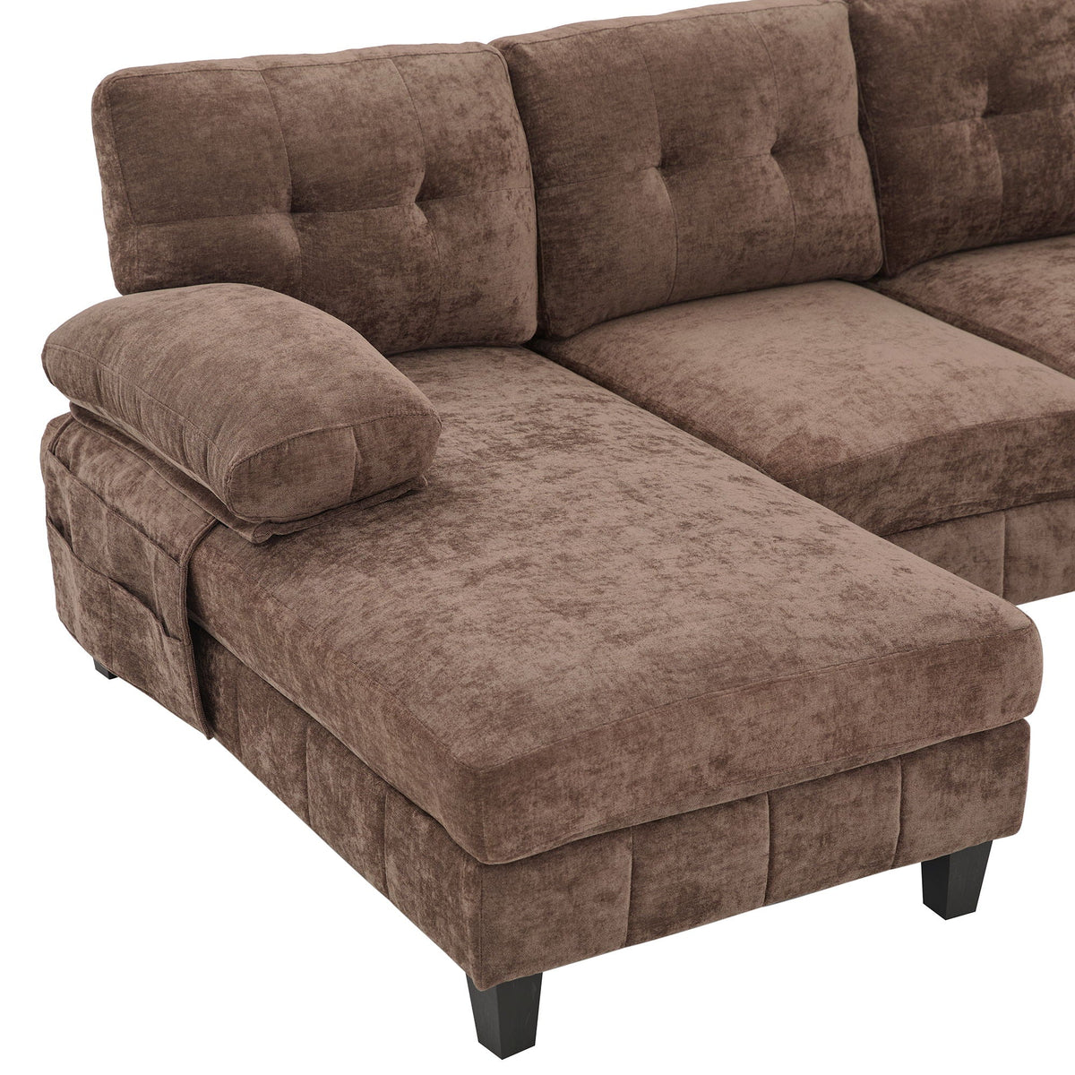U-Shaped Sectional Sofa 103.5" Fabric Couch With Dual Chaise Lounges, Storage Pockets, Armrest Pillows
