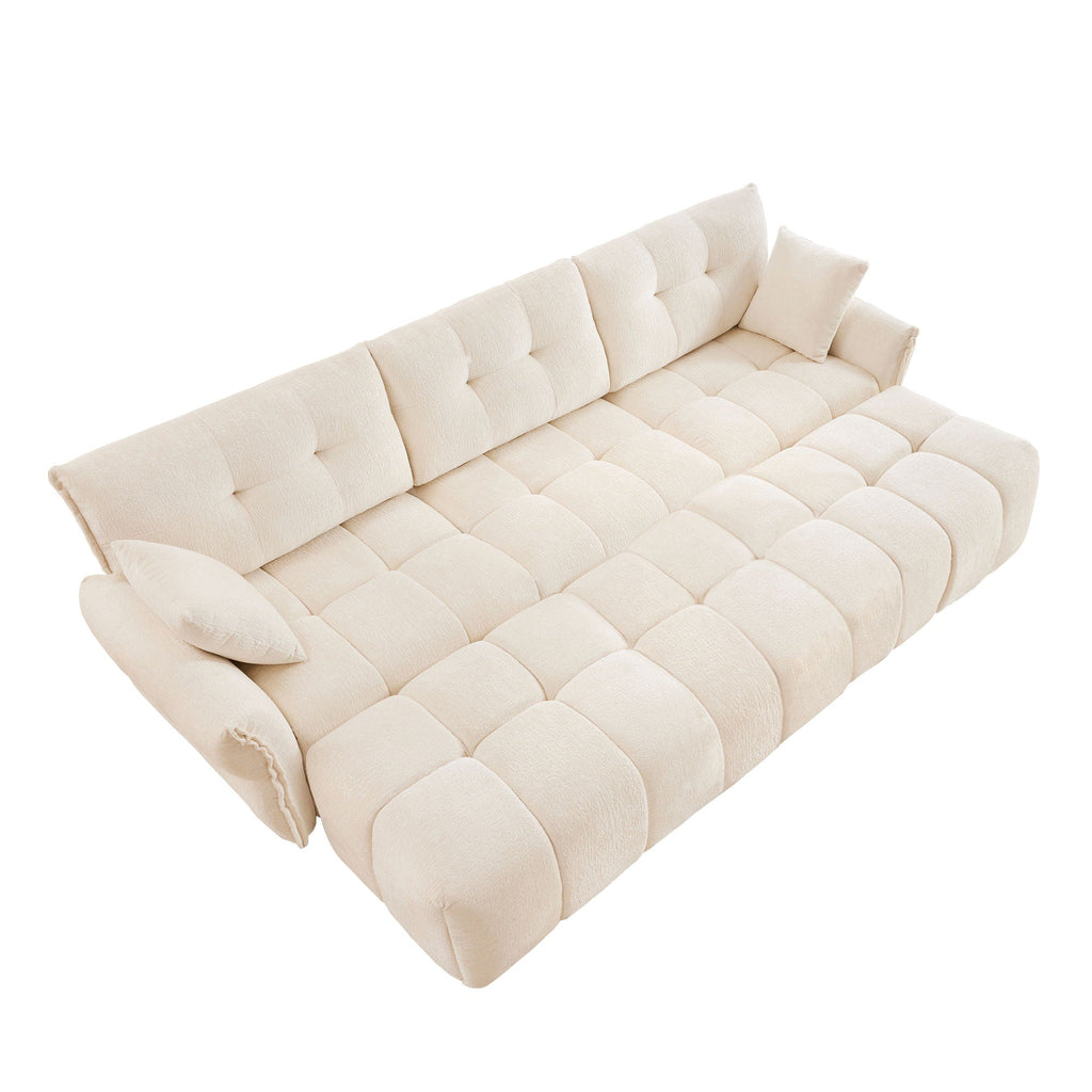Sofa Set With Ottoman And Pillows, Textured, High Resilience Cushions
