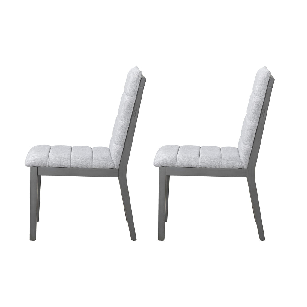Tufted Upholstery Modern Dining Chairs (Set of 2) Sleek Comfort With Rubber Wood Frame - Gray / Oak