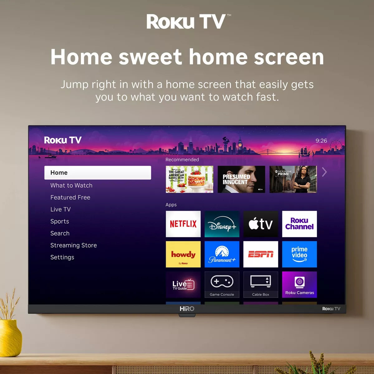 Hiro Roku TV 720P HD Smart TV Flat Screen LED Television with Roku TV and Dolby Audio for Streaming