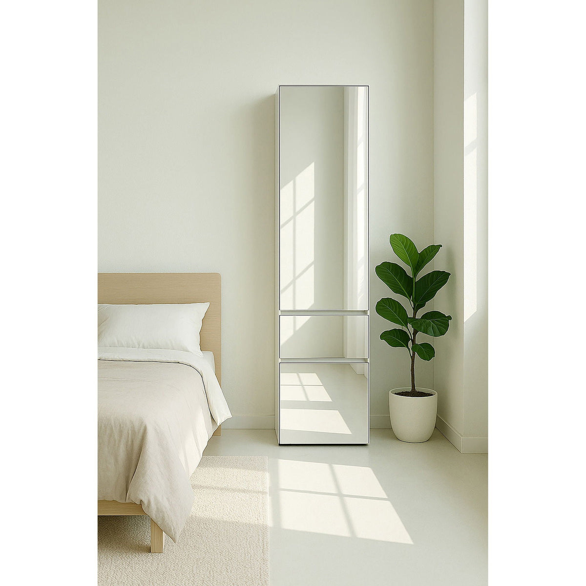 Elise - Modular Closet System With Mirror - White - Wood