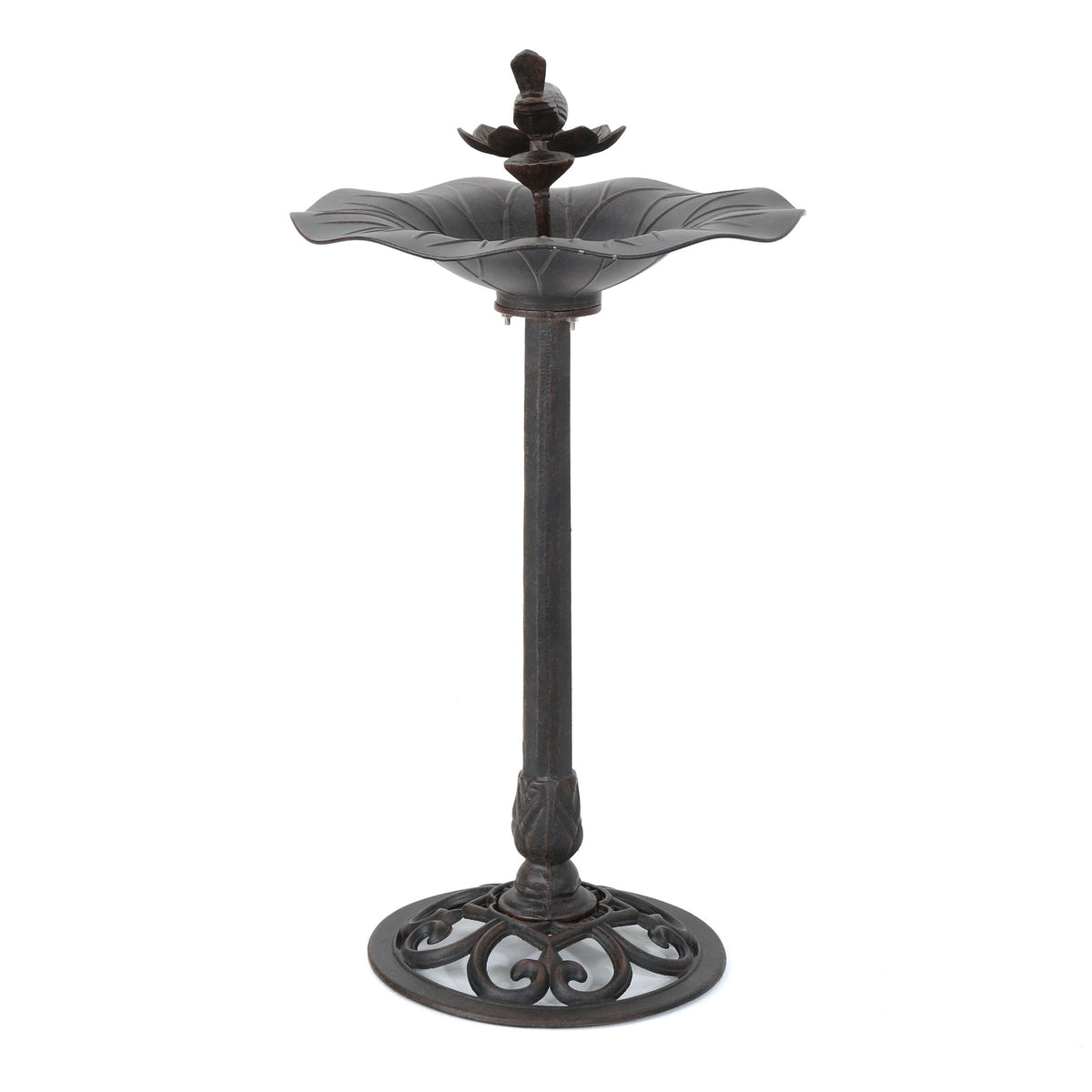 Lancaster Outdoor Aluminum and Iron Top Bird Bath with Iron Base, Bronze