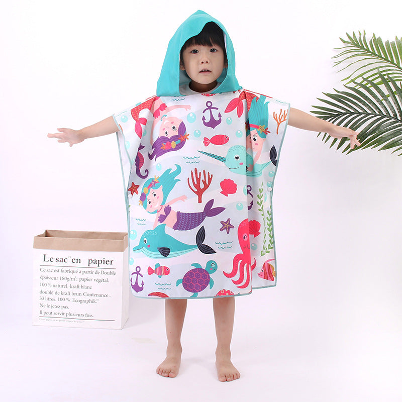 Microfiber Children's Cloak Double-sided Velvet Quick-drying Beach Towel