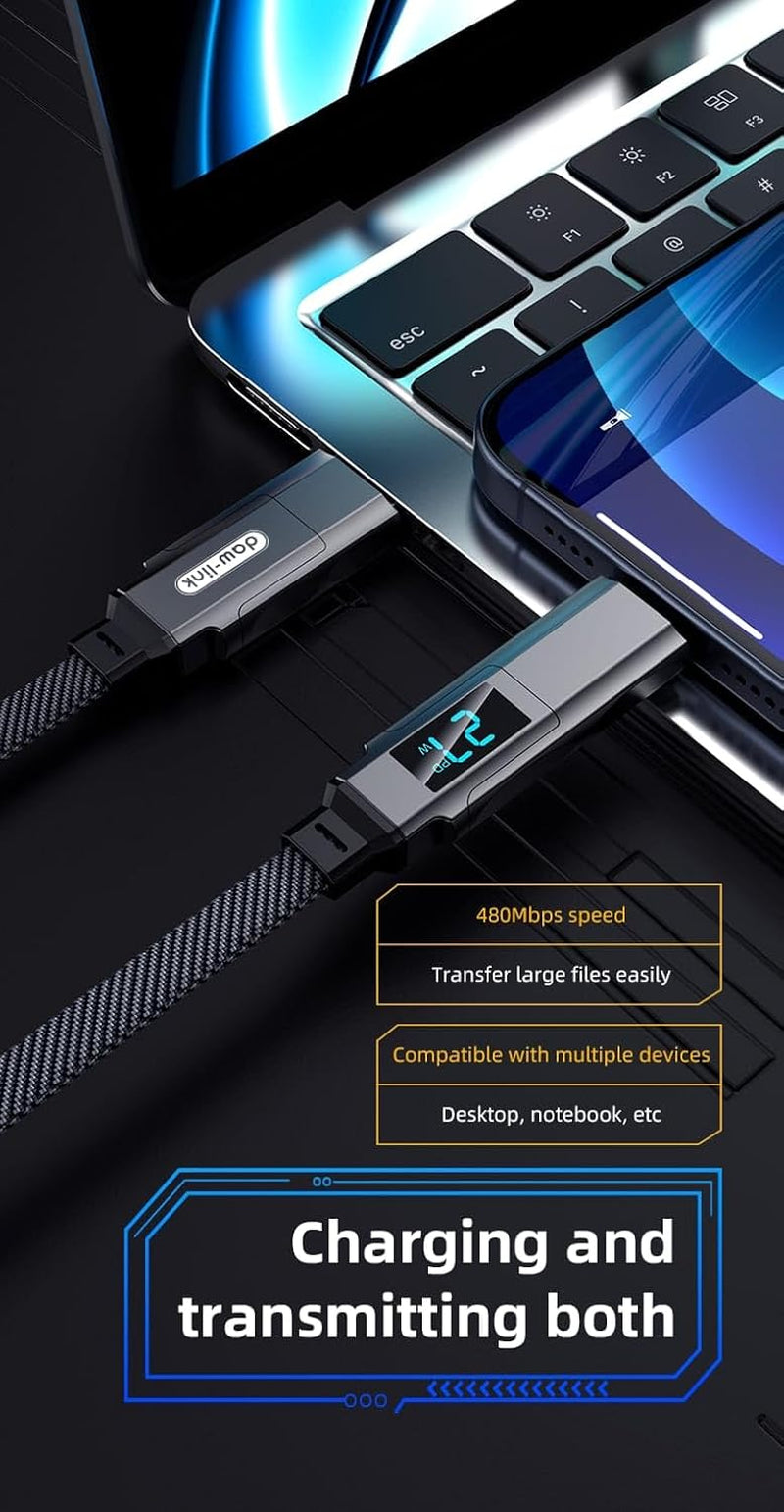 4-In-1 Fast Charging Cable, Dual Input USB-C & USB-A with Dual USB-C Output, 100W Power Delivery Multi Charging Cable for Compatible Smartphones, Tablets and USB-C Devices
