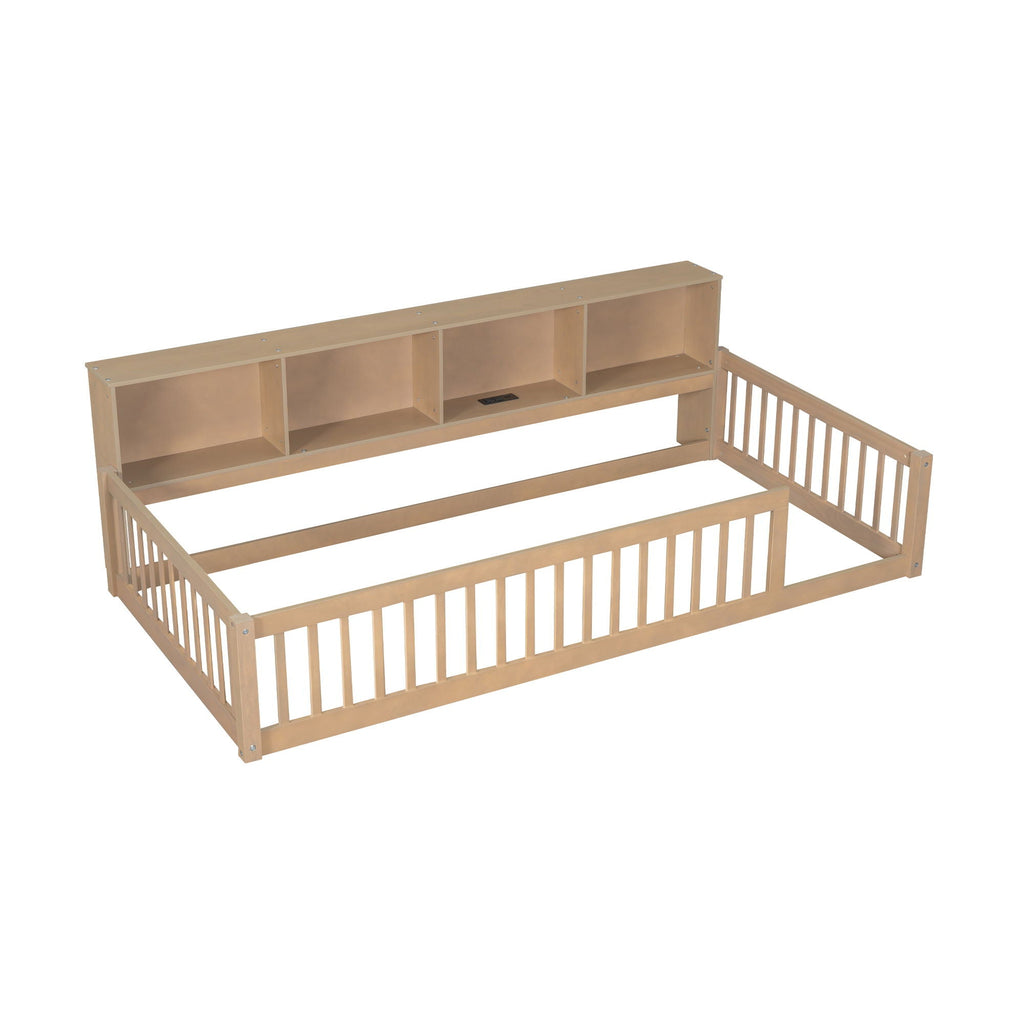 Floor Bed With Storage Cabinets And USB Ports