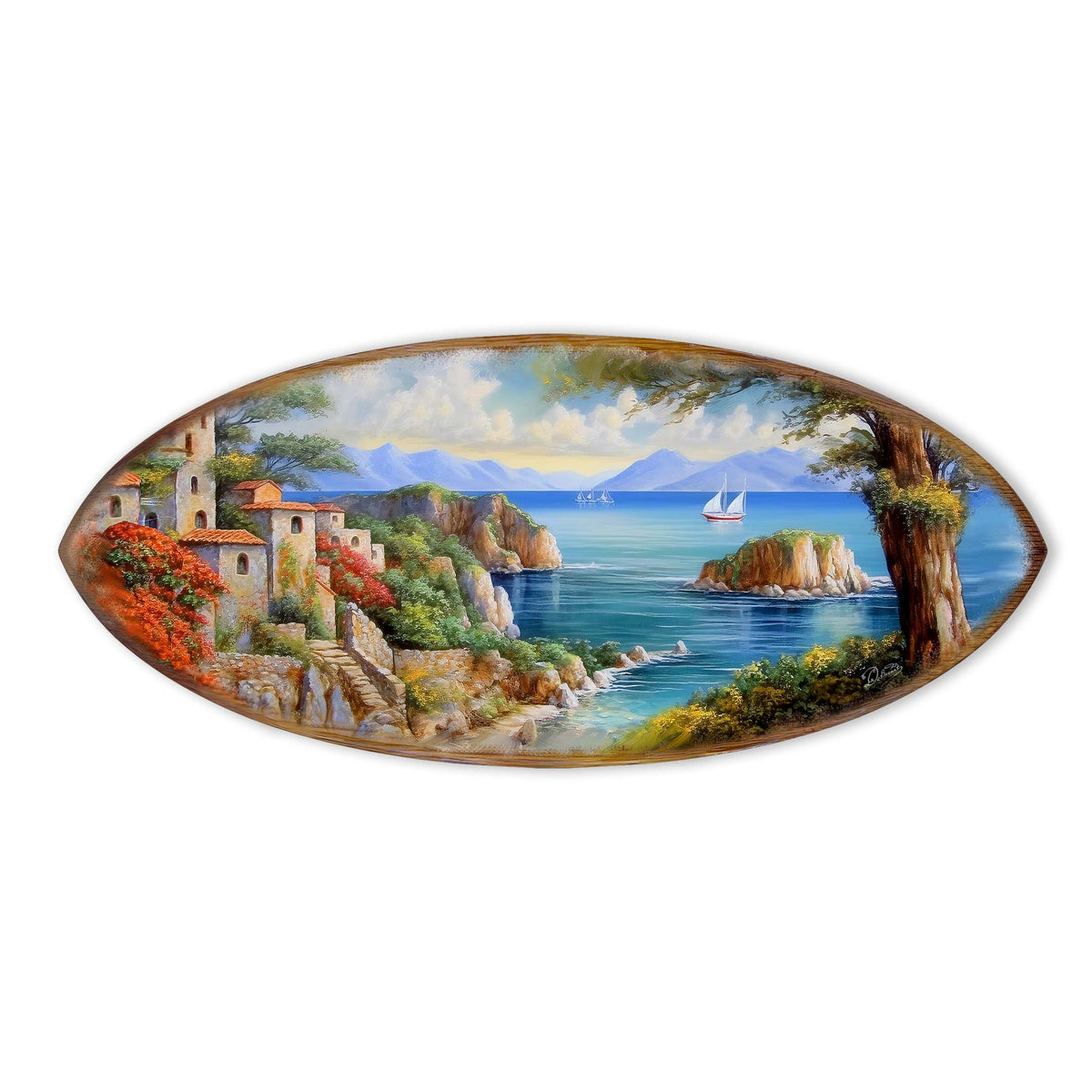 Coastal View Surfboard Coastal Wall Art by G. DeBrekht - Coastal Holiday Decor - 8490131HS