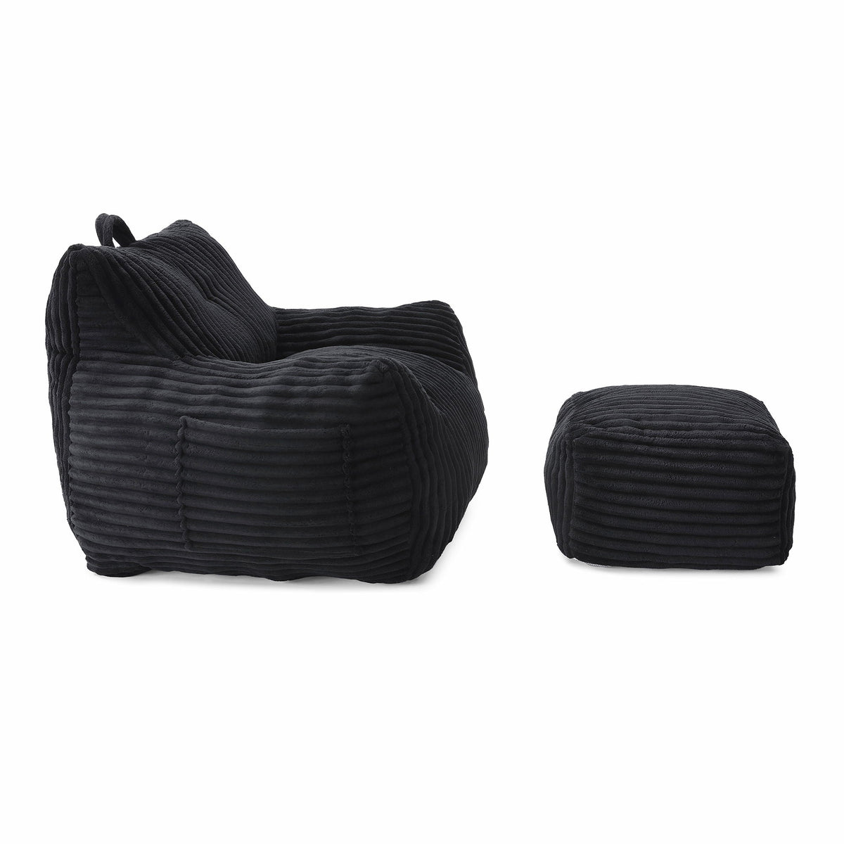 Giant Bean Bag Chair With Armrests And Footstool