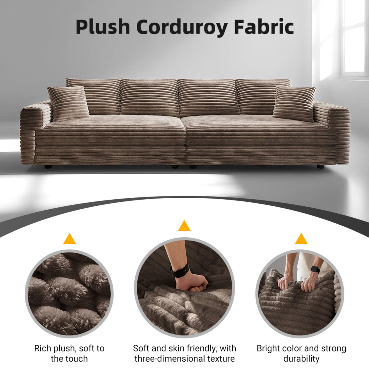 Deep Seat Convertible Sofa With Soft Pillows And Ottomans