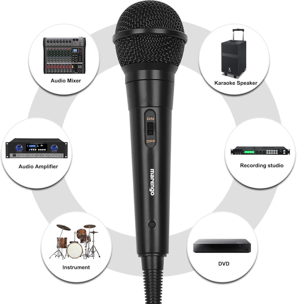 Handheld Wired Microphone, Cardioid Dynamic Vocal Mic with 13Ft Cable and On/Off Switch, Ideally Suited for Speakers, Karaoke Singing Machine, Amp, Mixer