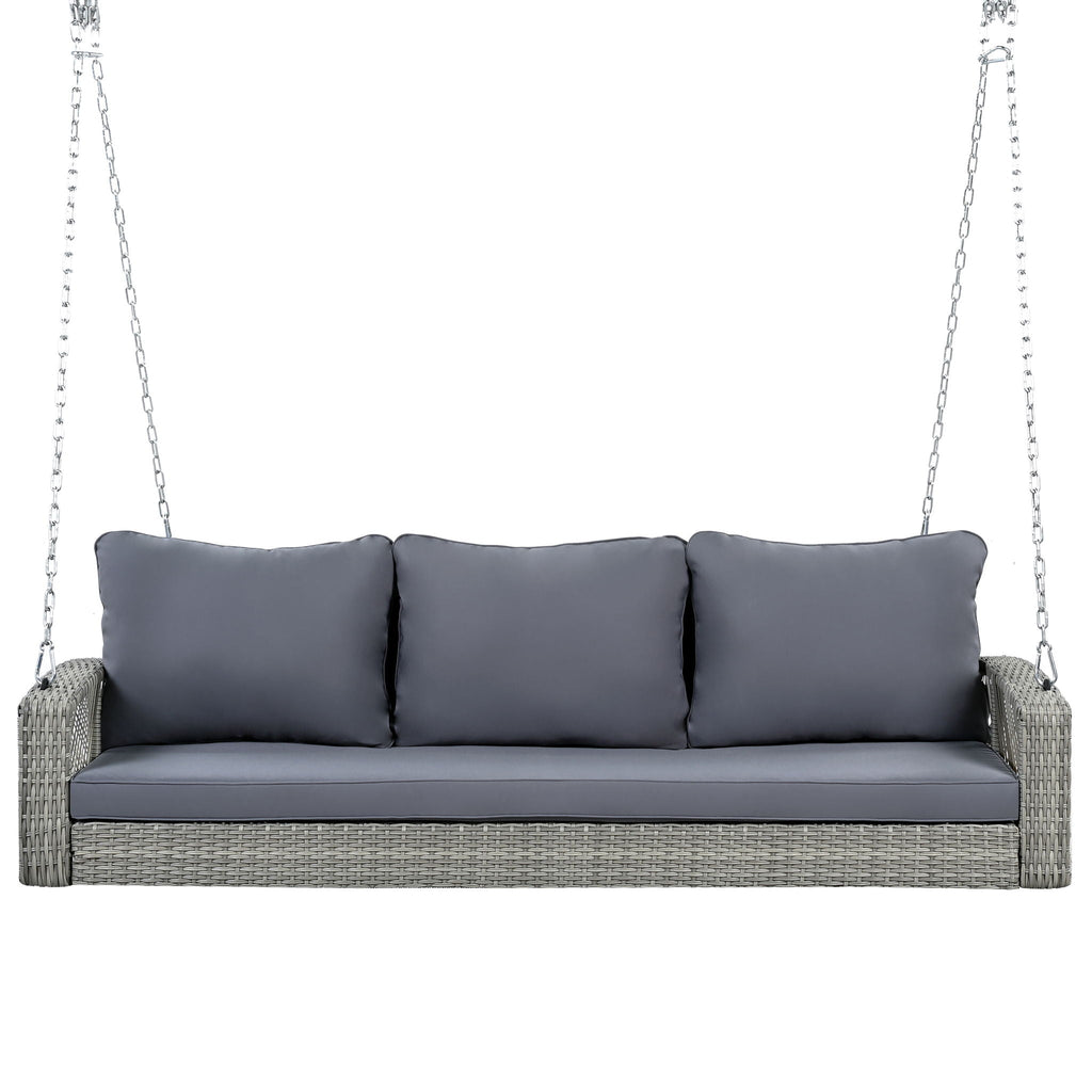 3 Person Large Patio Swing Bench With Cushions For Backyard