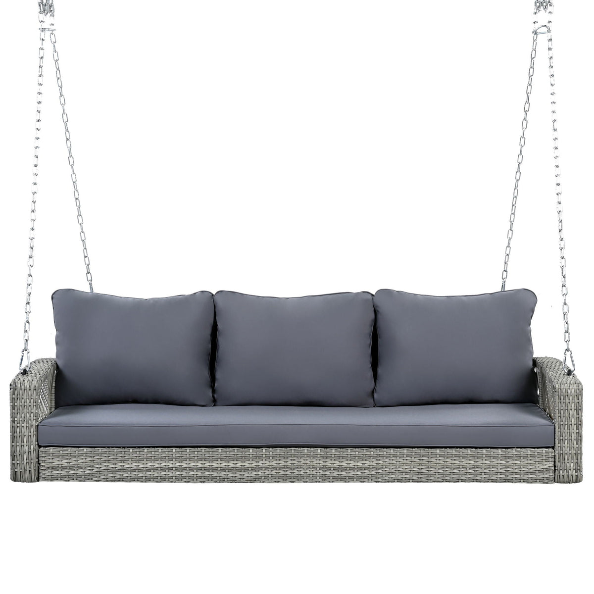 3 Person Large Patio Swing Bench With Cushions For Backyard