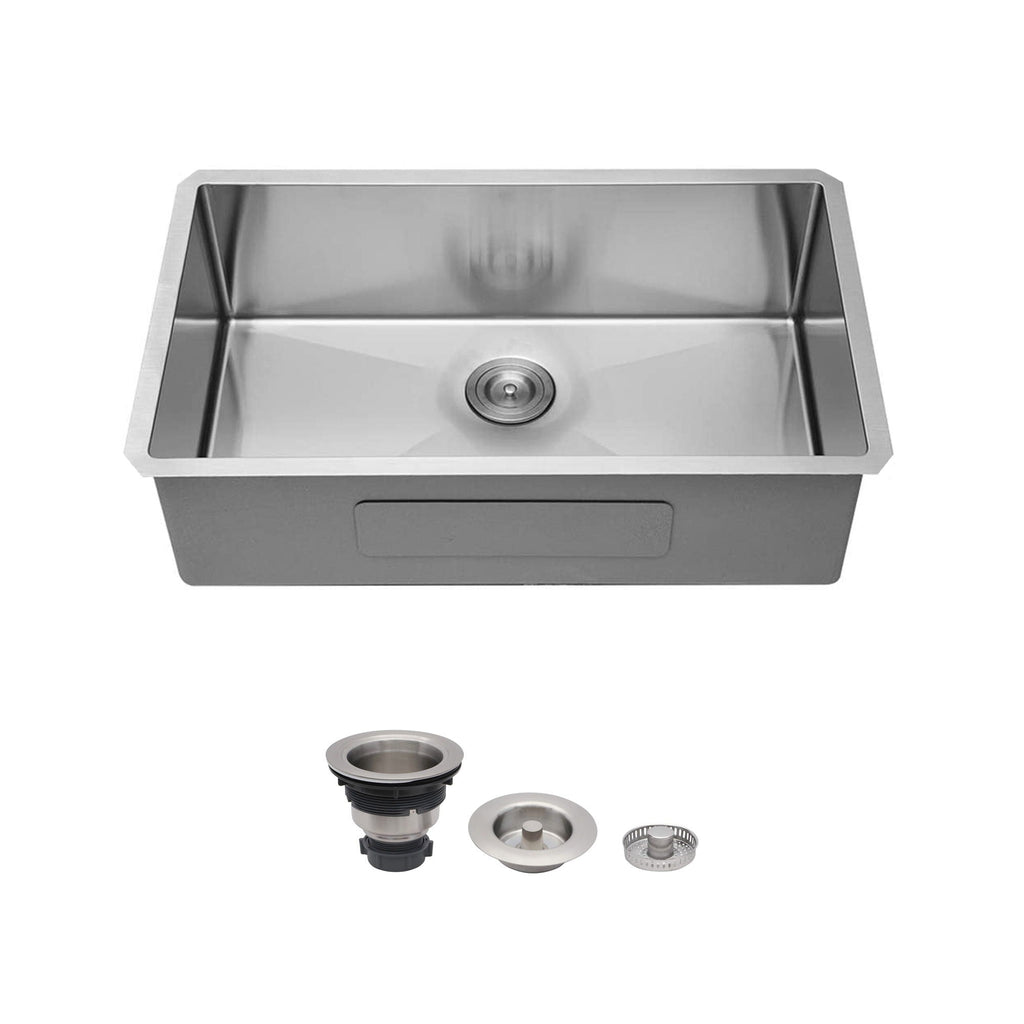 Undermount Kitchen Sink & Deep Single Bowl - Brushed Nickel