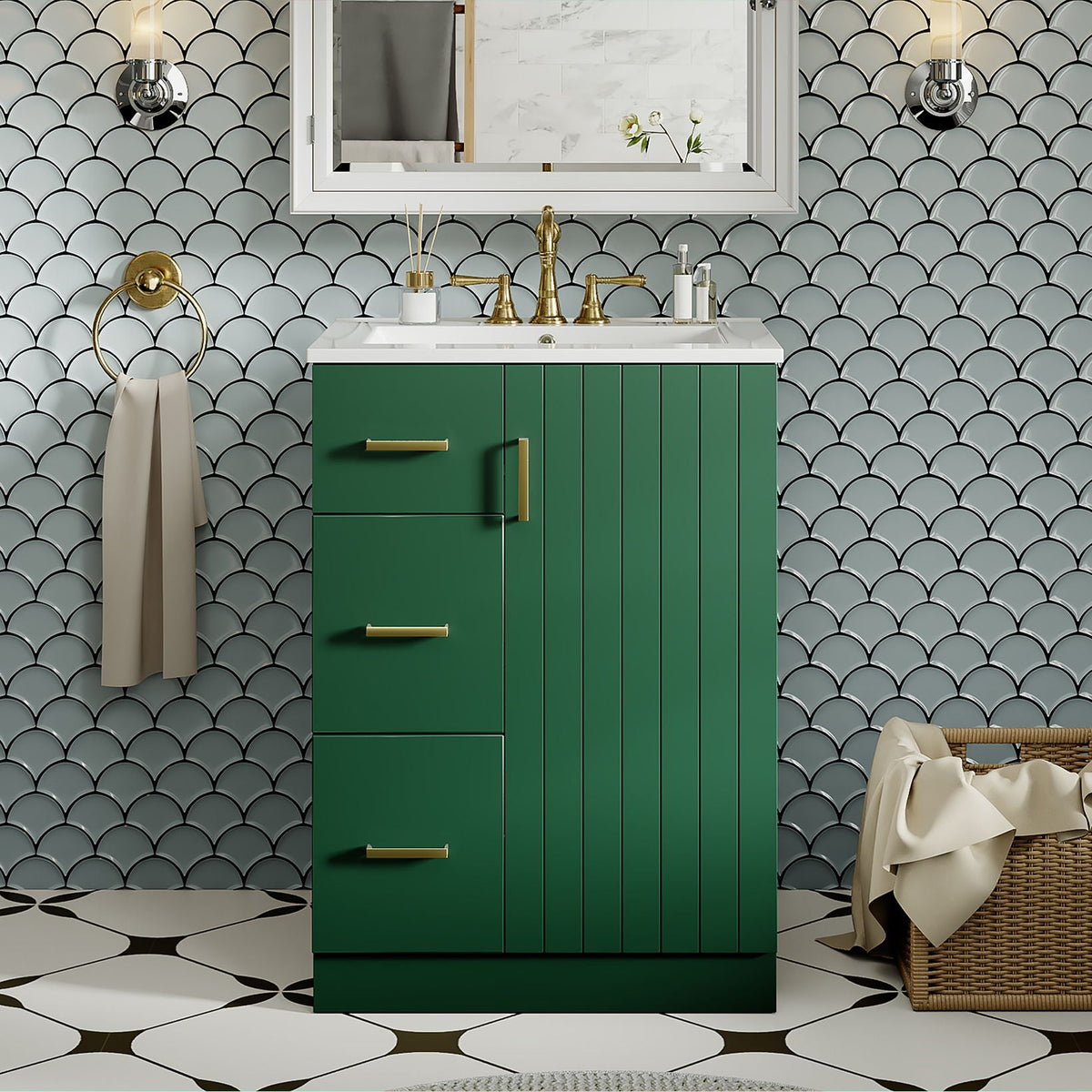Bathroom Vanity With Under Mount Sink, 2 Drawers And Soft Closing Door