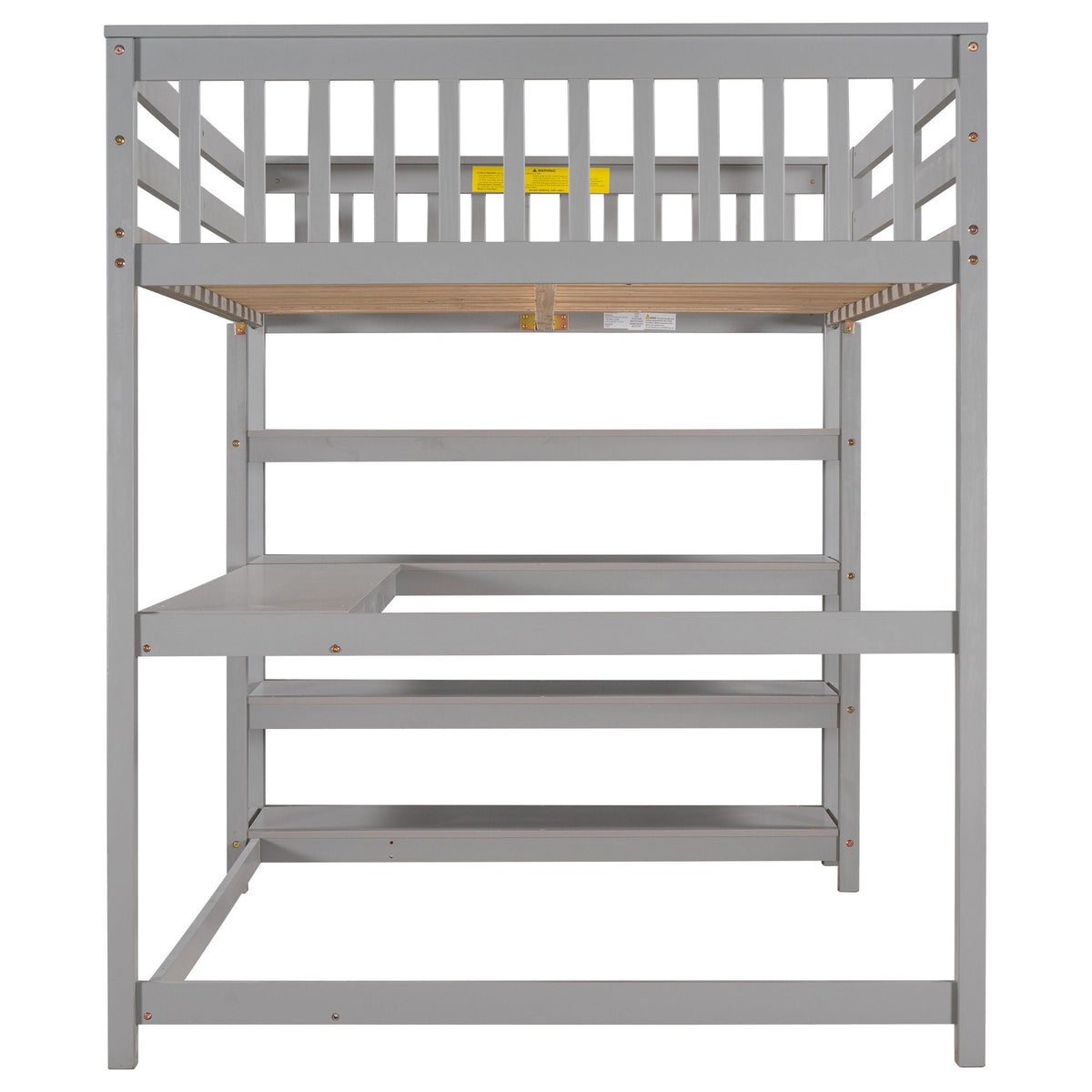 Loft Bed With Storage Shelves And Under Bed Desk