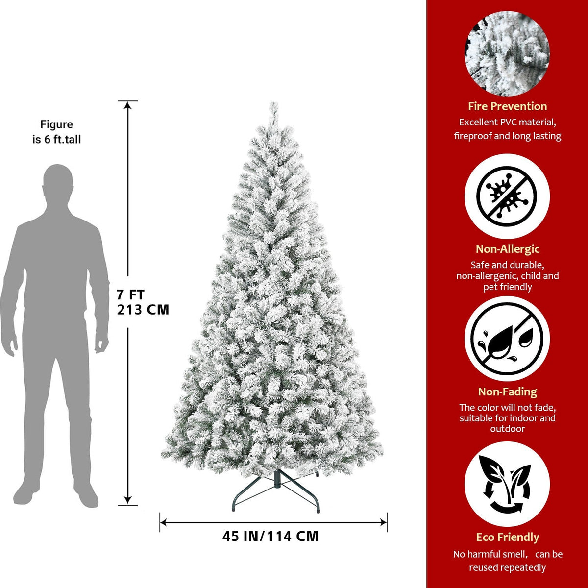4FT Flocked Christmas Tree with 233 Tips
