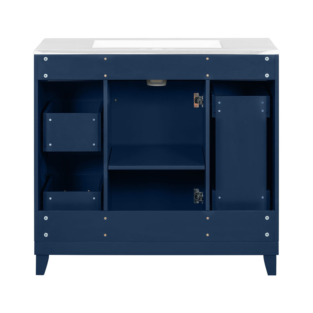 Bathroom Vanity With Ceramic Sink, Soft Close Doors, Adjustable Shelves