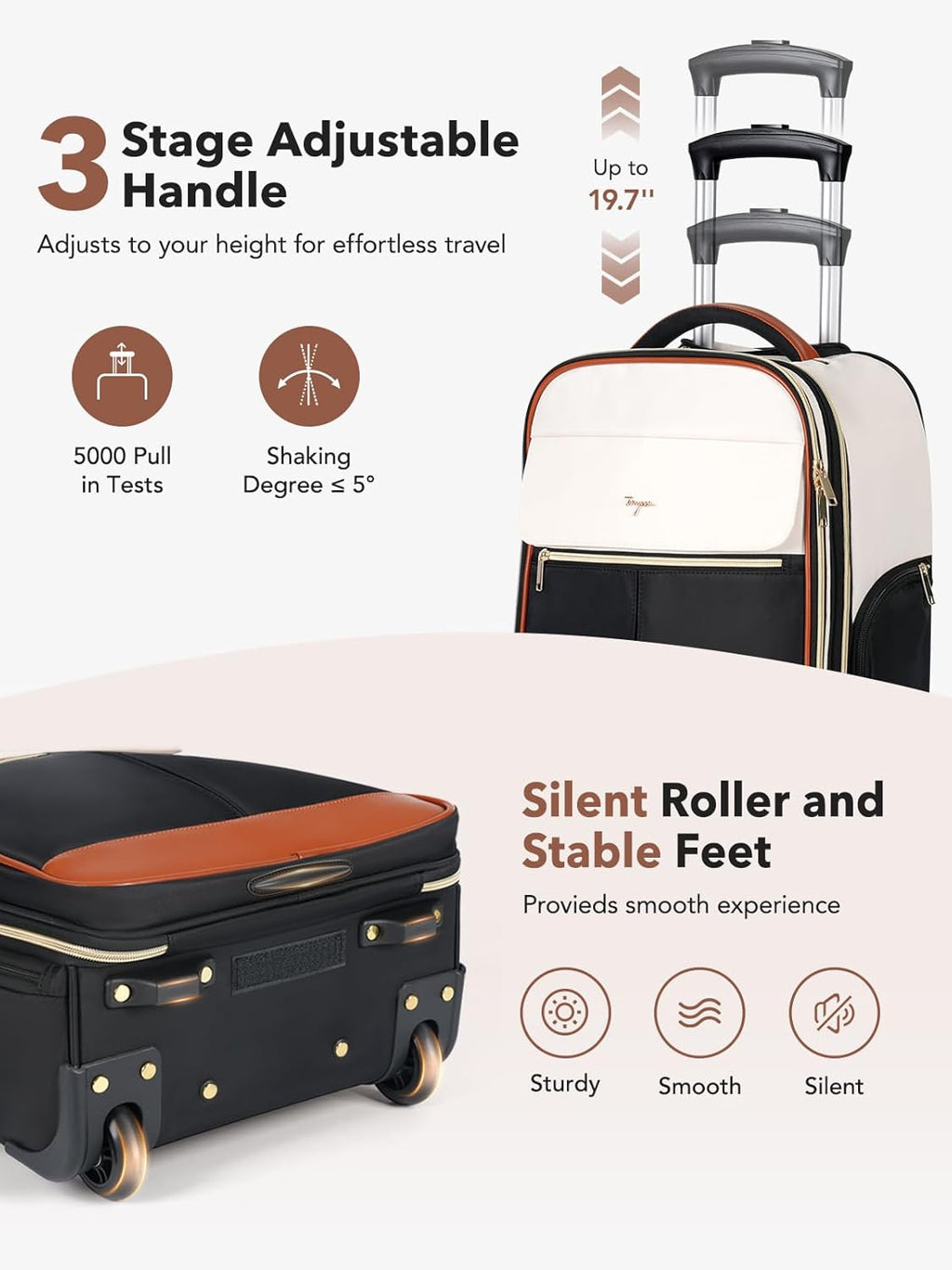 Rolling Backpack for Women, 22 Inch Carry on Luggage Suitcase Flight Approved, X Large Roller Travel Laptop Backpack with Wheels for Overnight Weekender Bussiness Work (Beige,Xl Carry on Size)