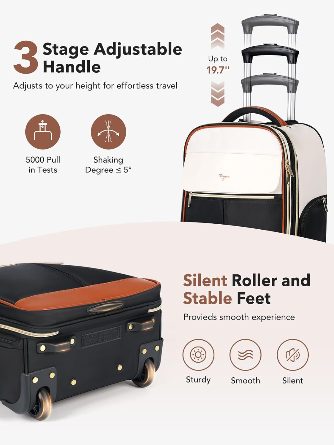 Rolling Backpack for Women, 22 Inch Carry on Luggage Suitcase Flight Approved, X Large Roller Travel Laptop Backpack with Wheels for Overnight Weekender Bussiness Work (Beige,Xl Carry on Size)