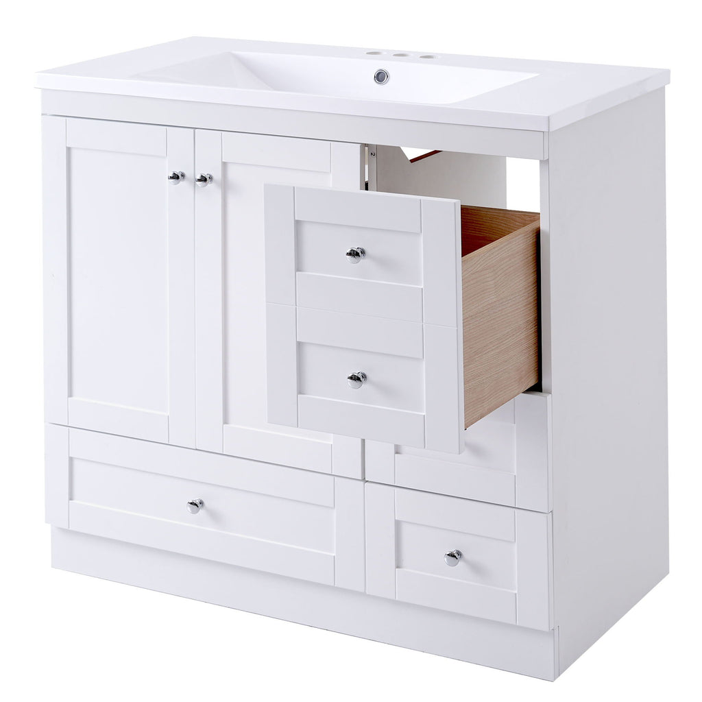 Shaker Free Standing Bathroom Vanity Cabinet With Sink, Soft Close Drawers, Soft Close Doors