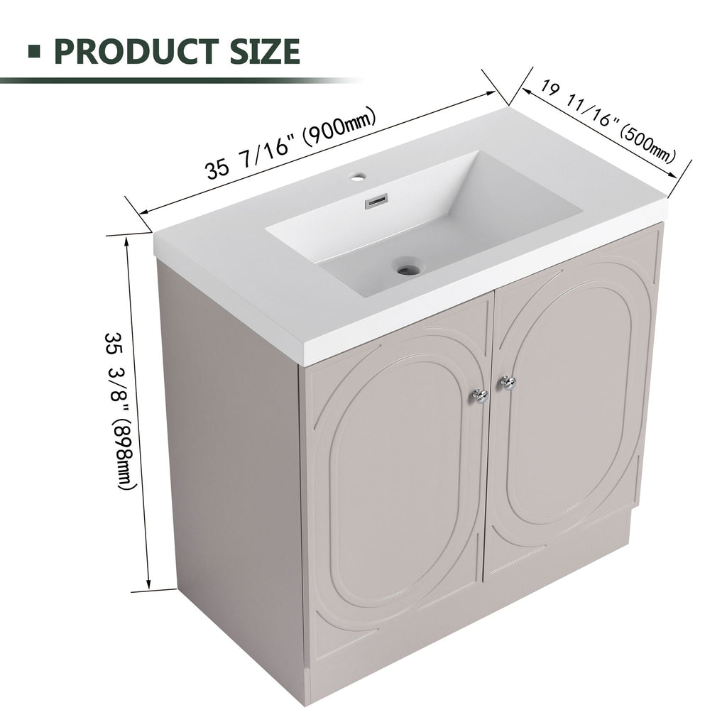 Contemporary Freestanding Bathroom Vanity With Resin Sink & Soft-Close Cabinet Doors