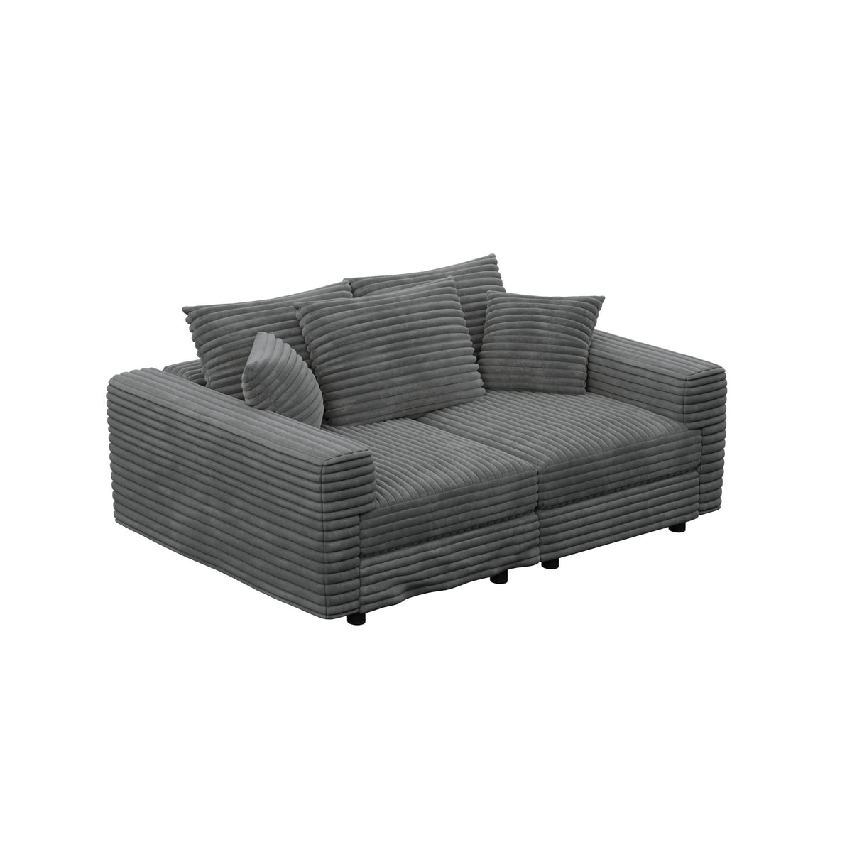 Convertible Deep Seat Sofa With Soft Pillows And Ottomans