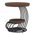 Round Vintage End Table With 2 Tier Storage