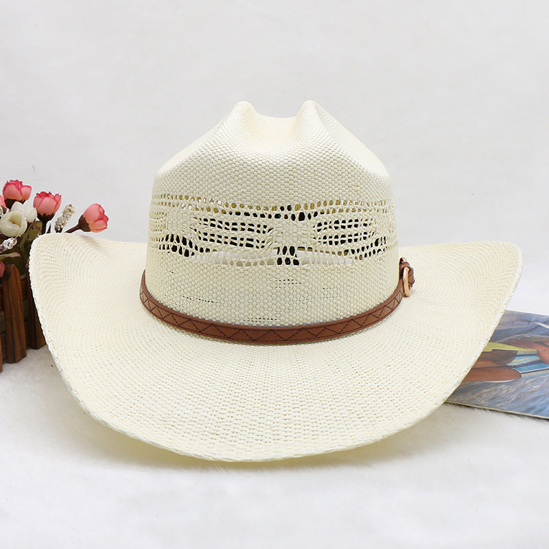Waterproof Woven Hand-woven Western Knight Cowboy Hat Beach Sun-proof Outdoor