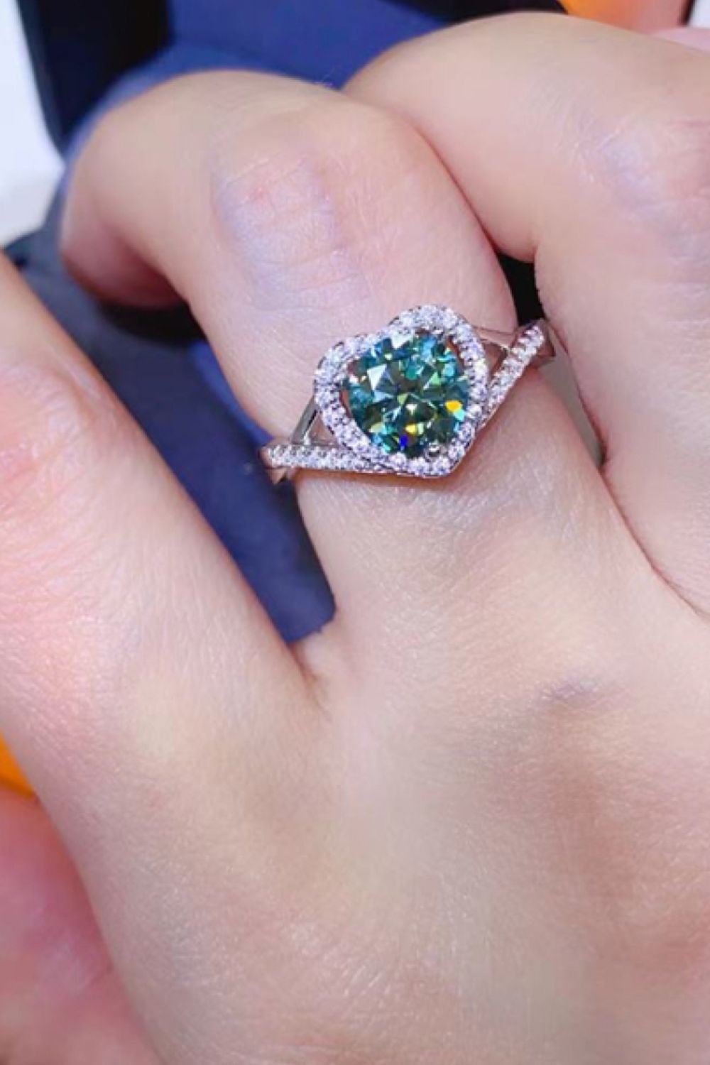 Adored 1 Carat Yellow Green Sparkala™ Platinum Over Pure Sterling Silver Heart Ring