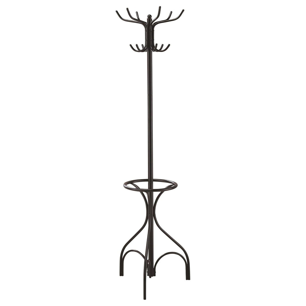 12 Hook Coat Rack With Umbrella Holder - Black