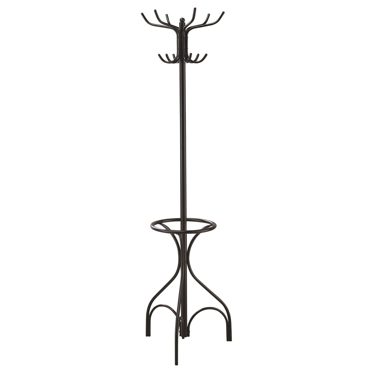 12 Hook Coat Rack With Umbrella Holder - Black
