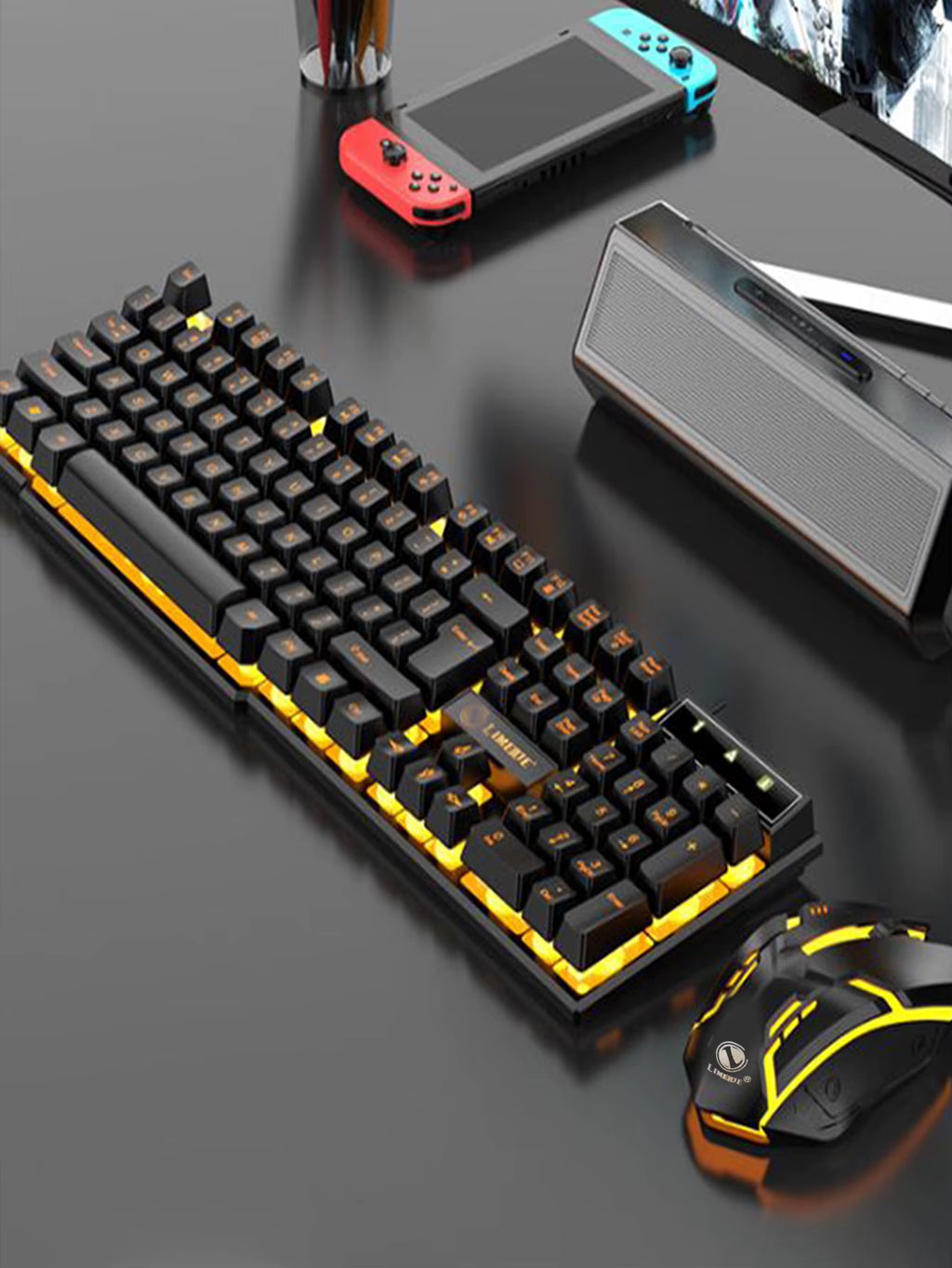 Colorful and Dazzlingly Glowing Gaming Mechanical Wired Keyboard and Mouse Set, Suitable for Desktop Computers and Laptops