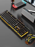 Colorful and Dazzlingly Glowing Gaming Mechanical Wired Keyboard and Mouse Set, Suitable for Desktop Computers and Laptops