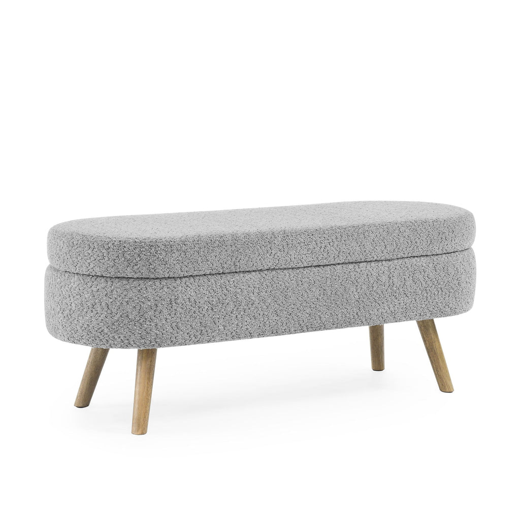 Ottoman Oval Storage Bench with Rubber Wood Legs