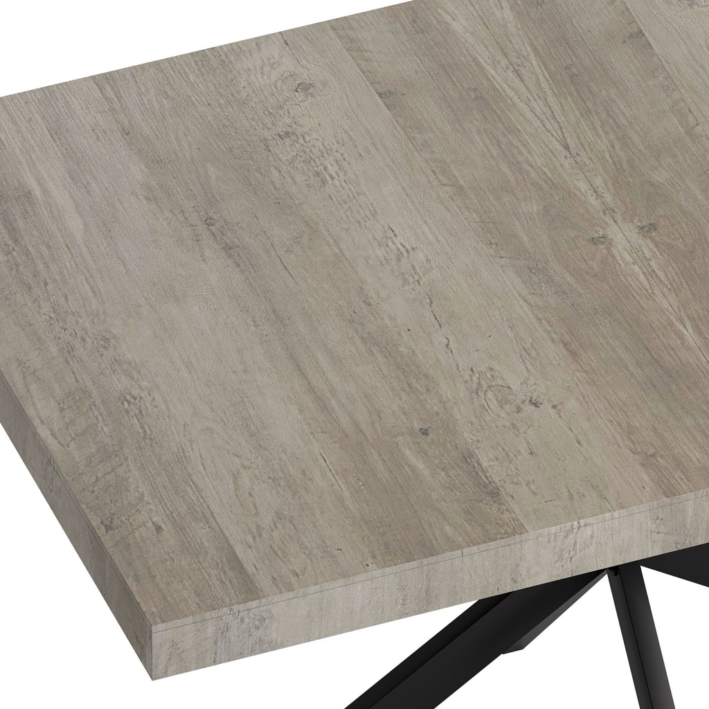 Retro Rectangular Stretch Dining Table With Embossed Center Plate
