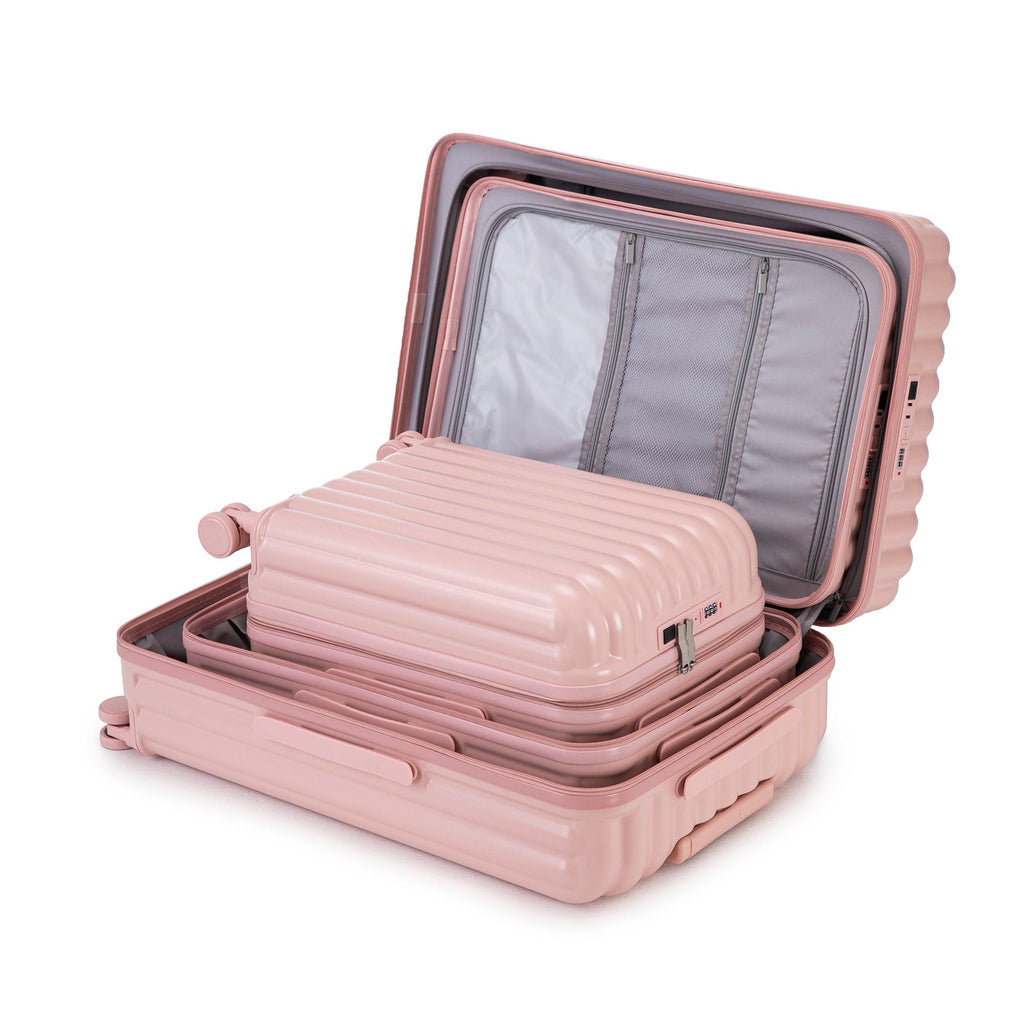 20" / 24" / 28" 3 Pieces / Set Spinner Wheel Luggage, Carry On Suitcase, With Cup Holder & USB Port & Phone Holder